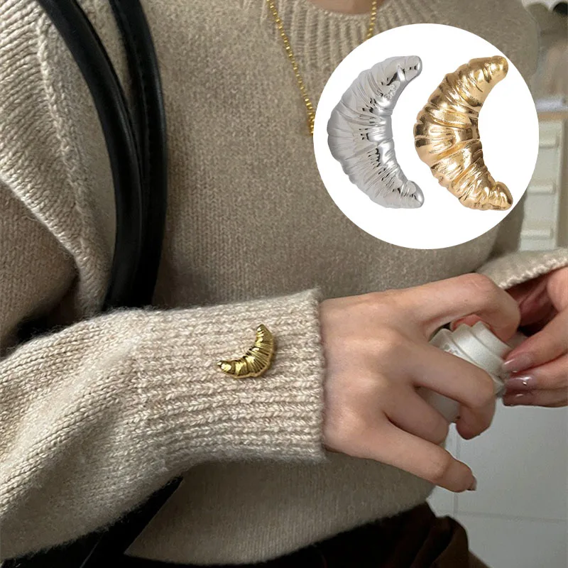 

Модные броши-круассаны, металлические аксессуары, позолоченные/посеребренные, легкая роскошь, корейский стиль, трендовые унисекс-украшения, подарки, горячая распродажа