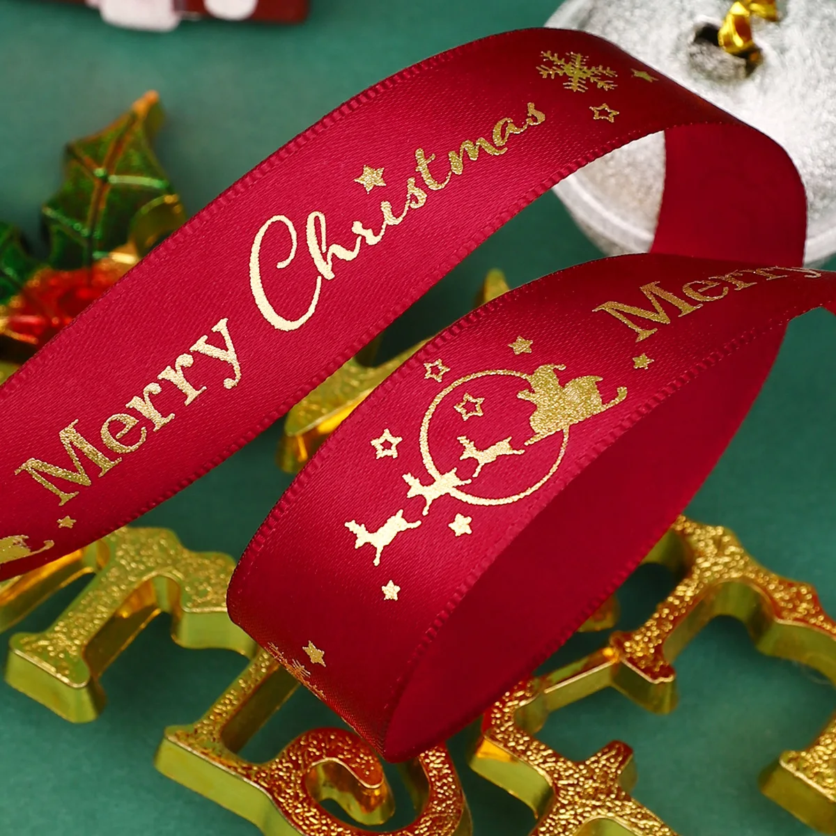 5yards Christmas Ribbon Printed Christmas Polyester Ribbon For Handmade Design Christma Decoration DIY Cake Bouquet Gift Packing