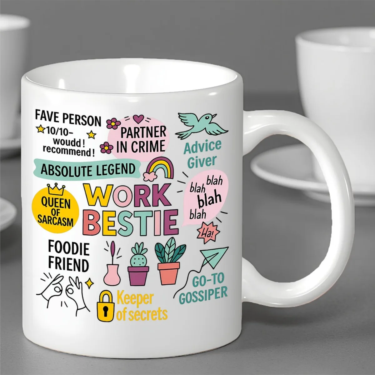 

Work Bestie Mug - Funny Office Coffee Cup with Work Bestie Ceramic Cup for Coworkers Colleagues Ideal Gift for Coworkers
