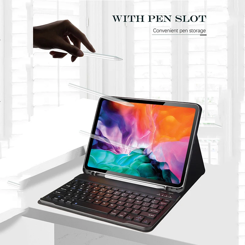 Беспроводная Bluetooth-клавиатура, мышь, магнитный мягкий чехол, подходит для iPad 7, 8, 9, 10 Pro 11 Air 4, 5, 10,2-дюймовый защитный чехол для планшета