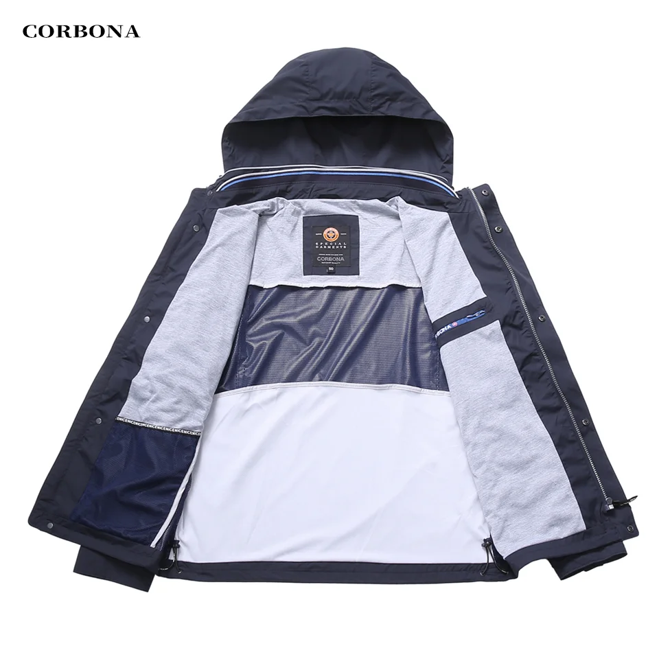 CORBONA 2024 New Arrival Men Spring Autumn Jacket Normal Size Outdoor Casual Fashion Navy Blue Comfortable Male Coat Hooded