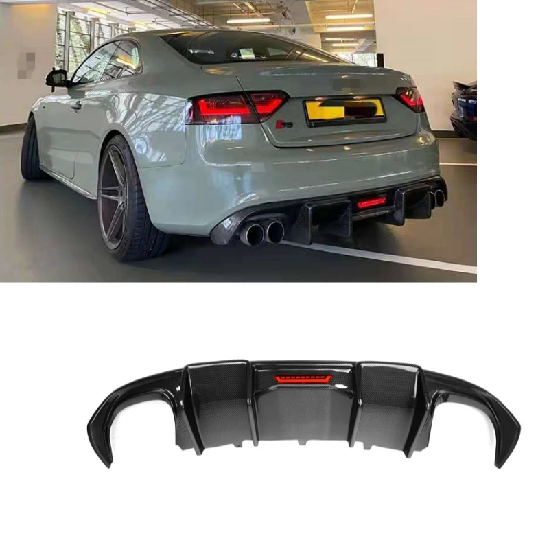 For Auid  A5 B8 Sports 2-Door 2008-2011 KB style Carbon fiber Car Rear Bumpers Diffuser With LED Light A5 B8 Diffuser