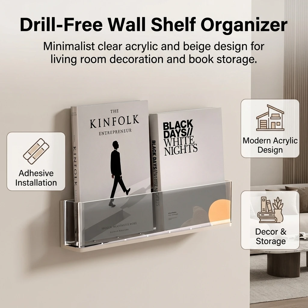 

Настенный органайзер для хранения (2 шт.), большой емкости, для гостиной, журналов, книг, пультов ДУ, без сверления