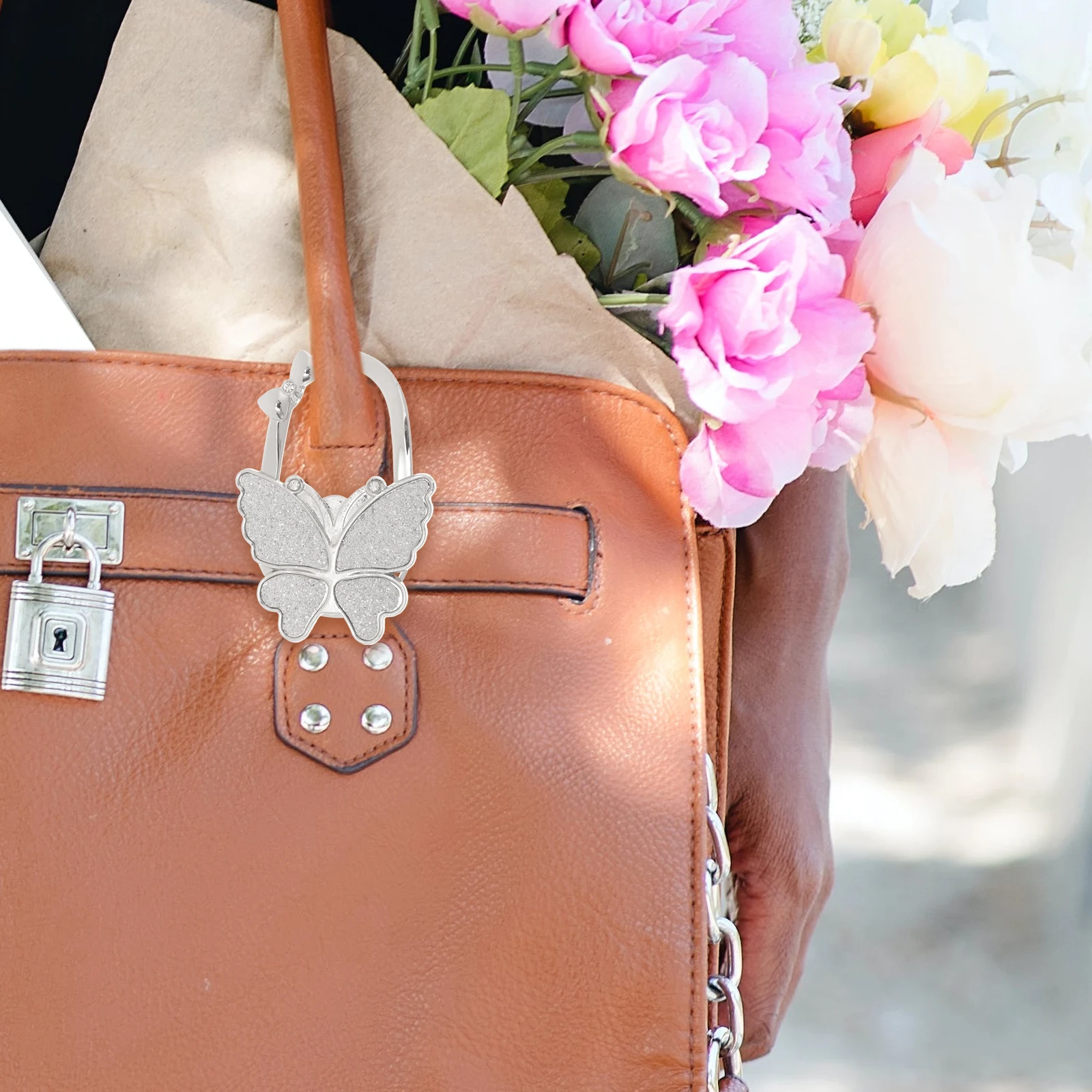 

Butterfly Bag Hook Matte White Foldable Desk Purse Hanger Portable Handbag Holder Office Women Table Edge Accessories