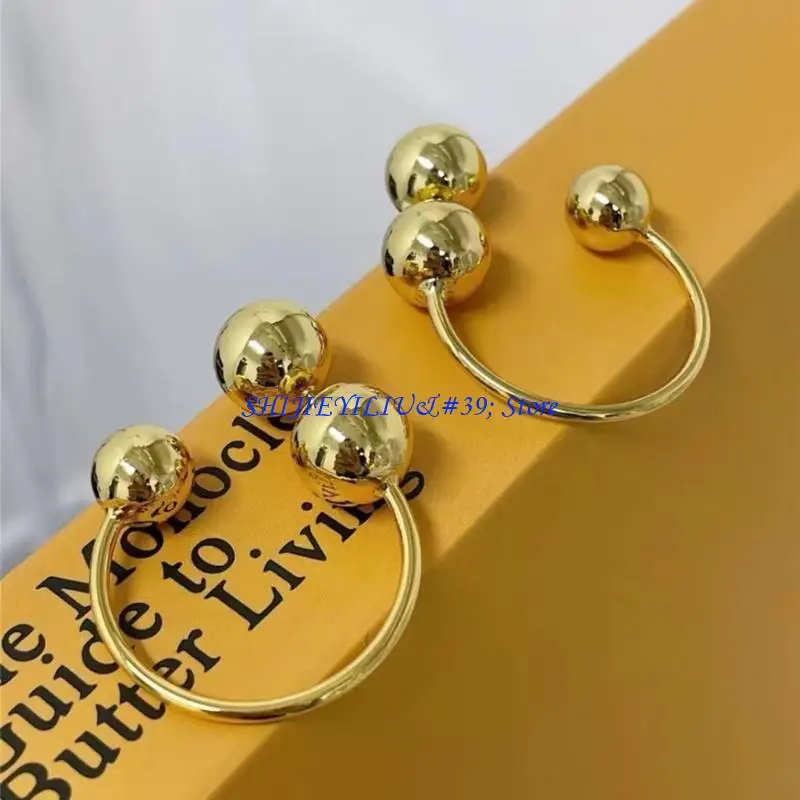 E21F Irregular Geometric Front Back Earrings European and American Triple Ball Studs