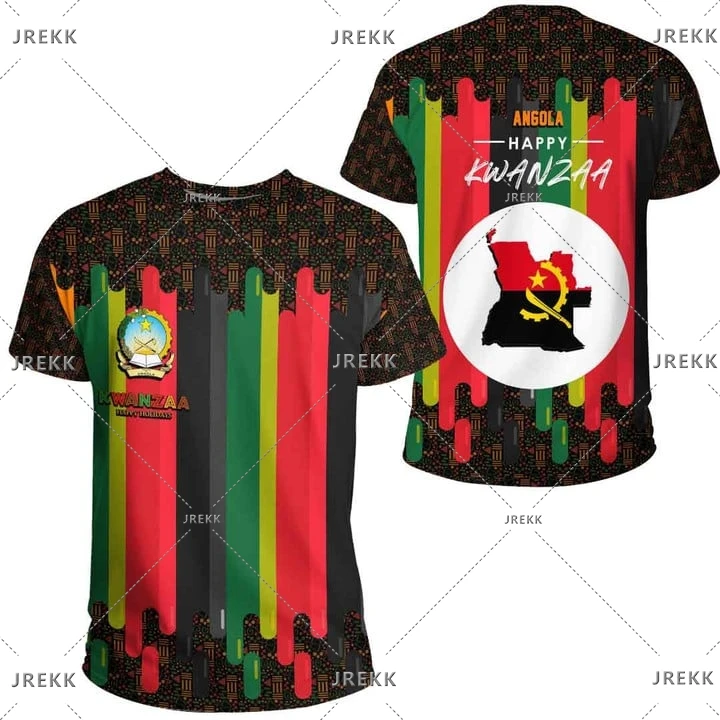 أنغولا العلم خريطة ثلاثية الأبعاد طباعة تي شيرت للرجال الملابس الوطنية شعار الرياضة Dashiki مهرجان هدية المرأة التي شيرت الاطفال الشارع الشهير #5