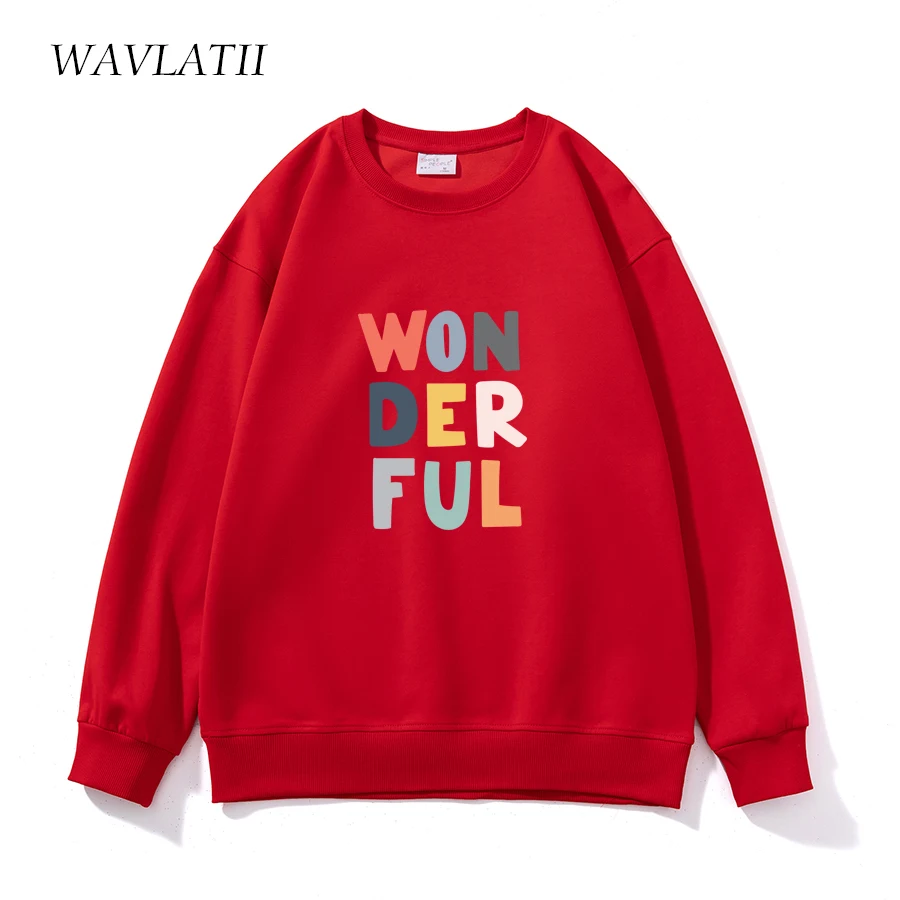 WAVLATII Women New Wondeful Printed Sweatshirts Female White Cute Young Hoodie Lady Casual Spring Autumn Long Sleeve Tops WH2364