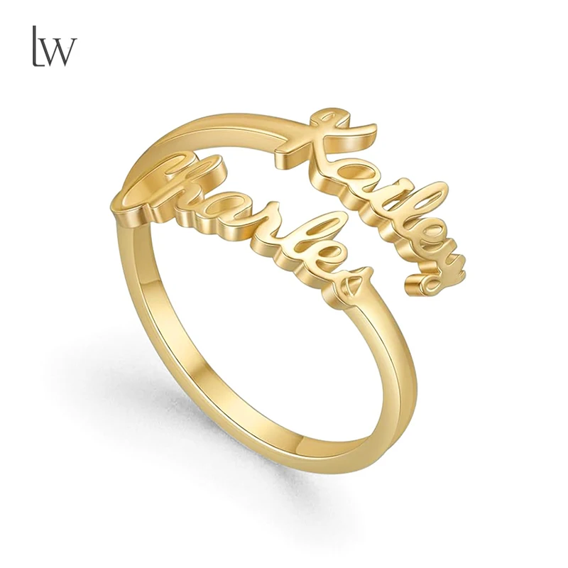 

Custom Ring for Women with 2 Names Stainless Steel Customized Name Ring Personalized Rings Memorial for Women Birthday Gift