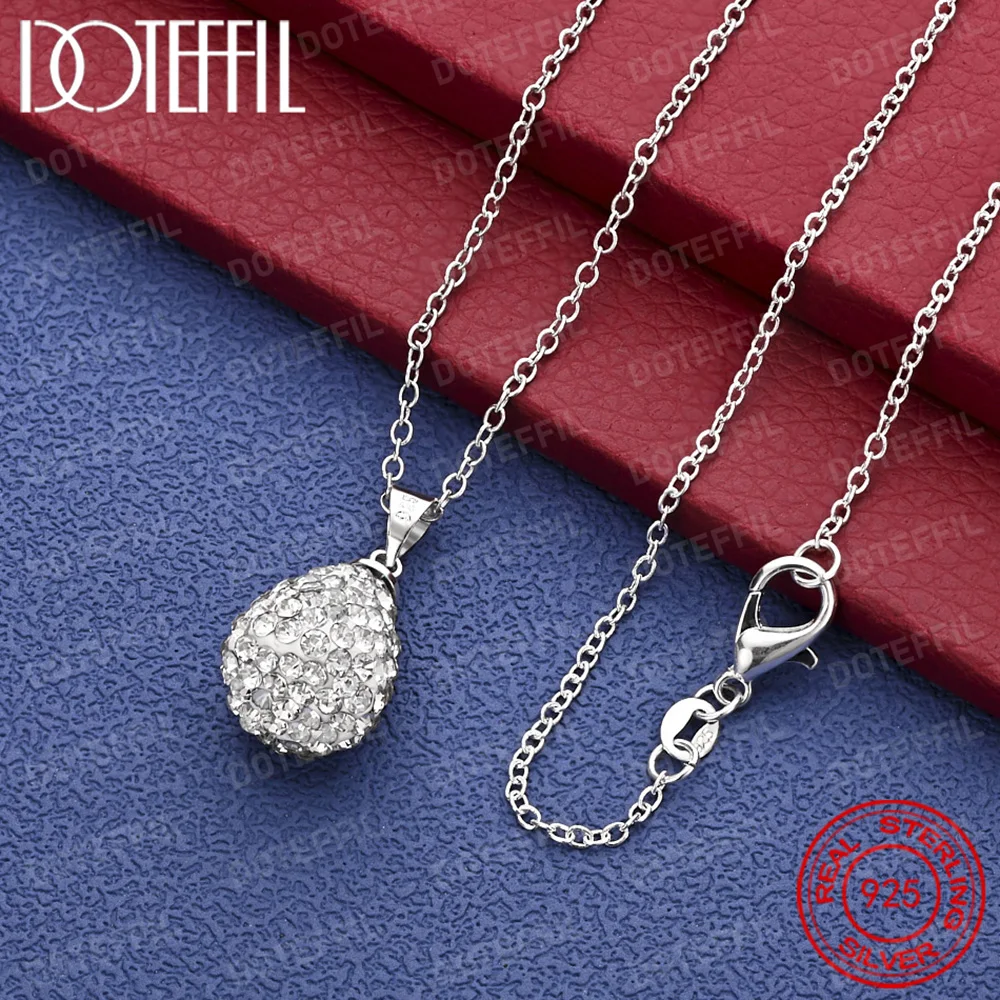 

925 Sterling Silver Exquisite Water Drop Zircon Pendant Necklace Women Party Jewelry Accessories Wedding Gift