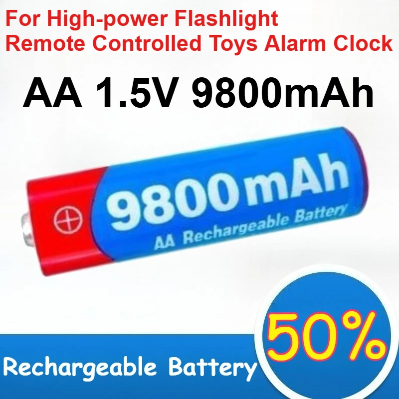 

2Pcs-10Pcs AA 1.5V 9800mAh Rechargeable Lithium Battery for High-power Flashlight Remote Controlled Toys Alarm Clock Battery