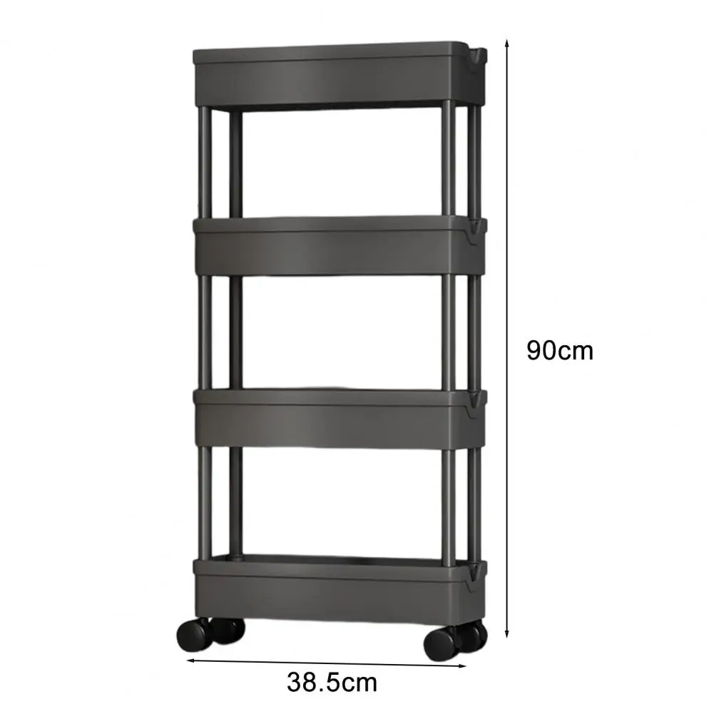 Laundry Room Space Saver Four-tier Rolling Cart Versatile 4-tier Rolling Cart Space-saving Storage Shelf with for Kitchen