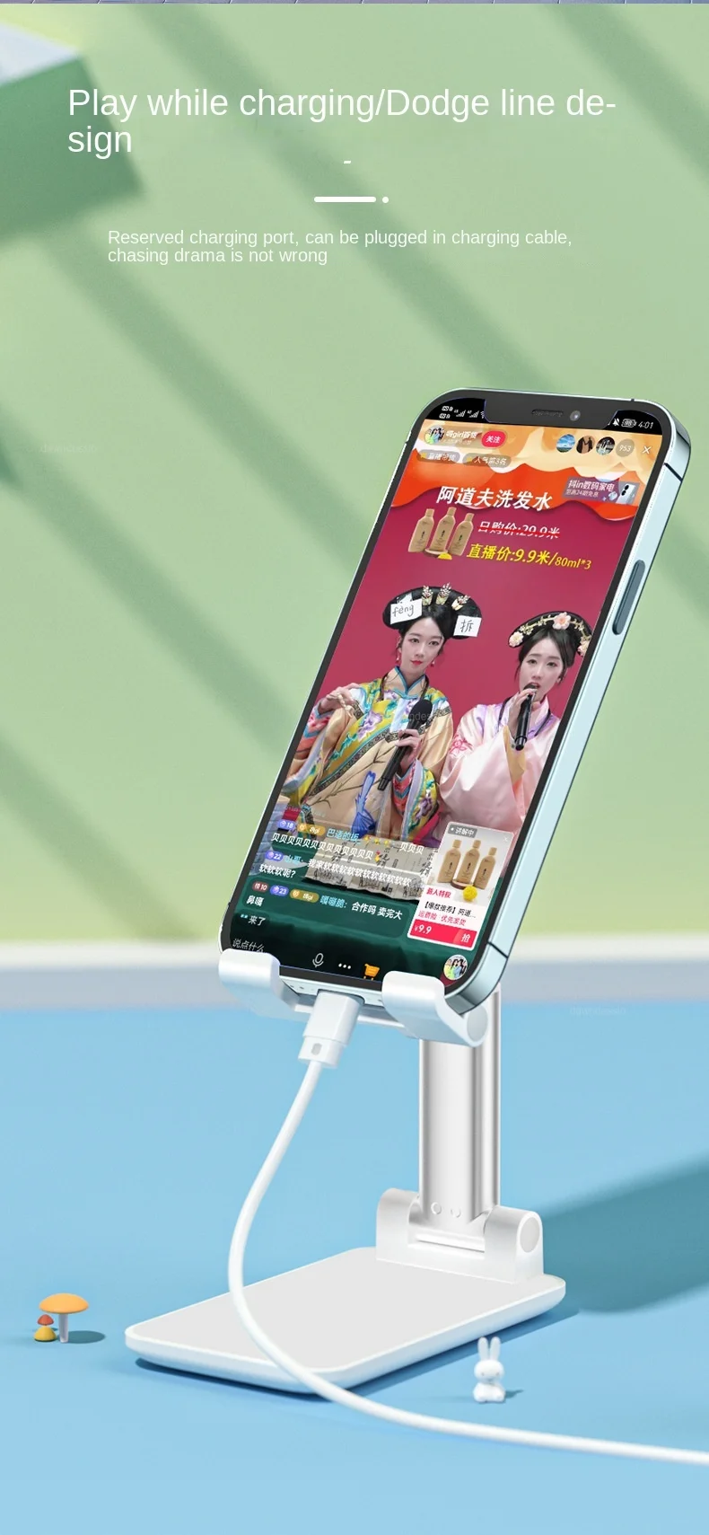 Ständer Desktop Universal Stützhalter für iPhone Samsung Xiaomi Telefon Huawei faltbar und hebend Multifunktions-Teleskop – Detail 4