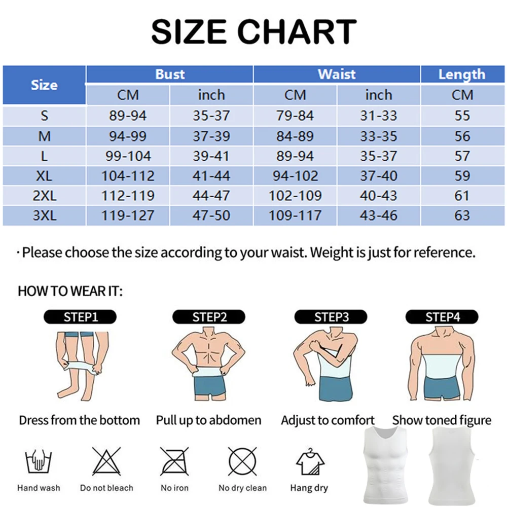 2pcs Men's V Neck Compression Shirt for Body Shaper Slimming Vest Tight Tummy Underwear Tank Top
