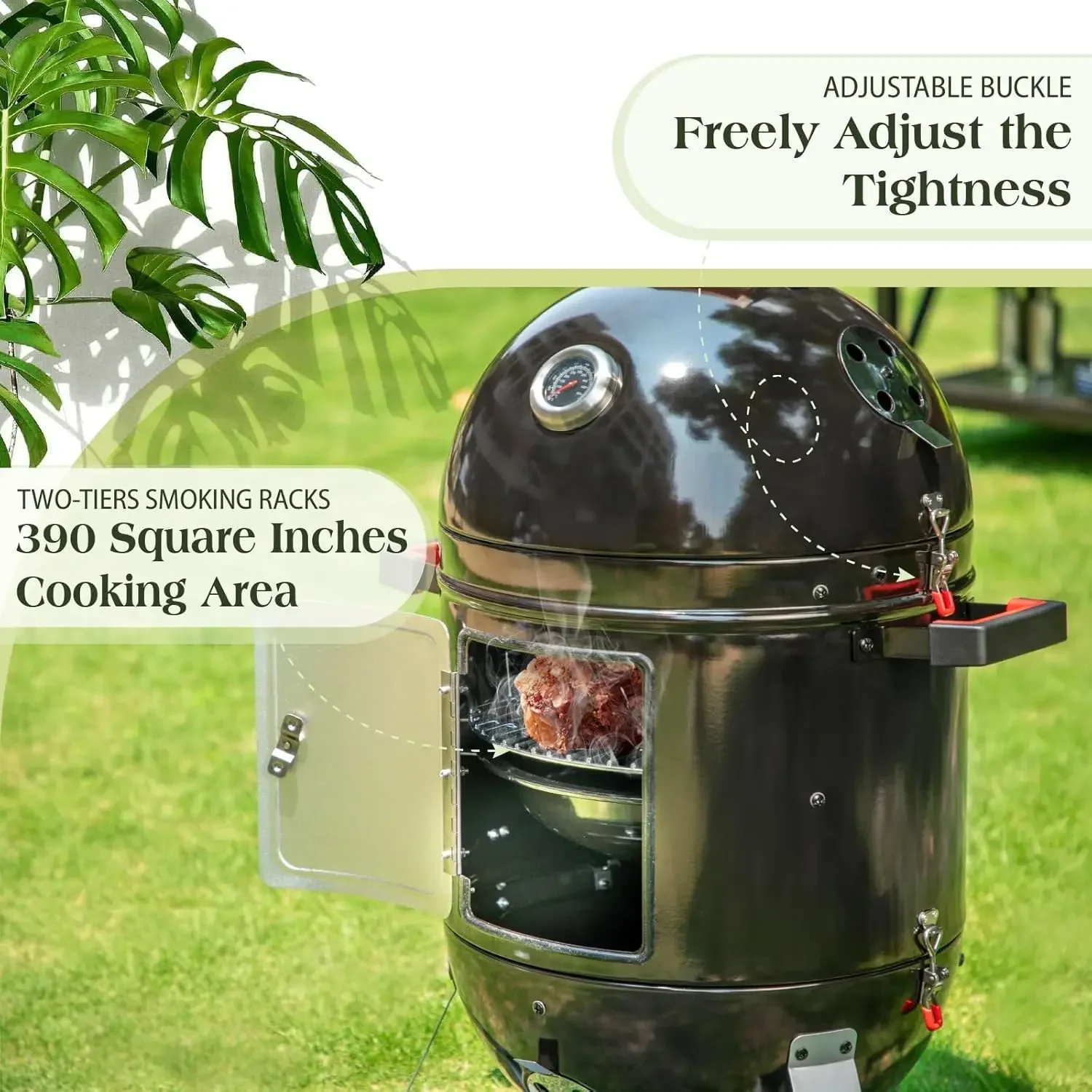 

18-Inch Vertical Charcoal Smokers BBQ Grills with Porcelain-Enameled Smoking Chamber