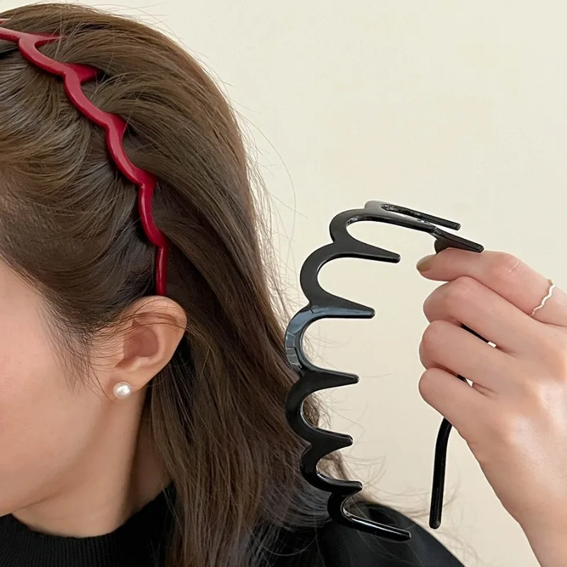 

Fashion Korean Wave Hair Hoop with Teeth High Skull Top Headband Fluffy Hair Styling Band Anti Slip Broken Hair Fixing Headwear