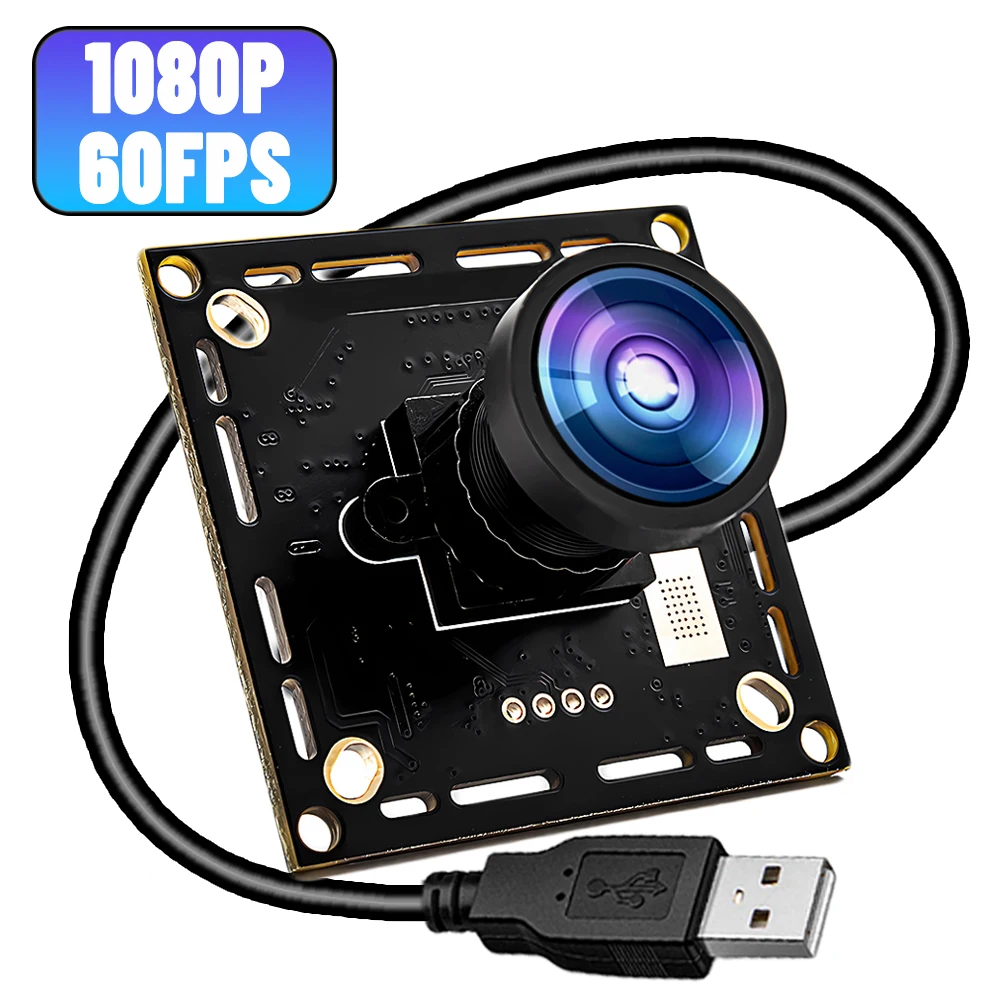 

WGWK 1080P 60FPS USB Camera Board With Wide Angle No Distortion Lens High Speed UVC Plug Play AEC AEB AGC CCTV PCB Webcam Module