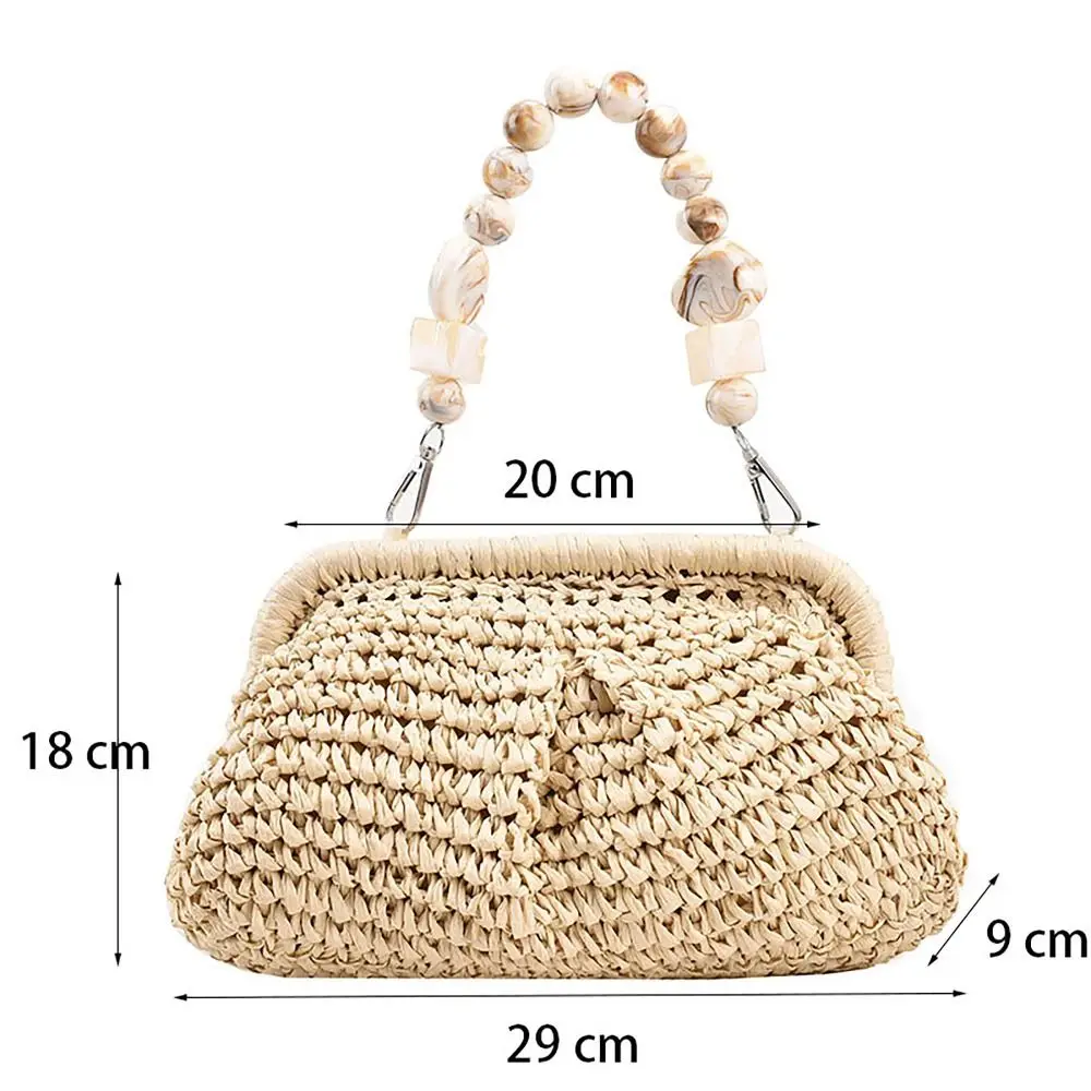 Handmade Beach Bag Fashion Straw Weaving Big Capacity Clutch Purse Woven Rattan Bag Women