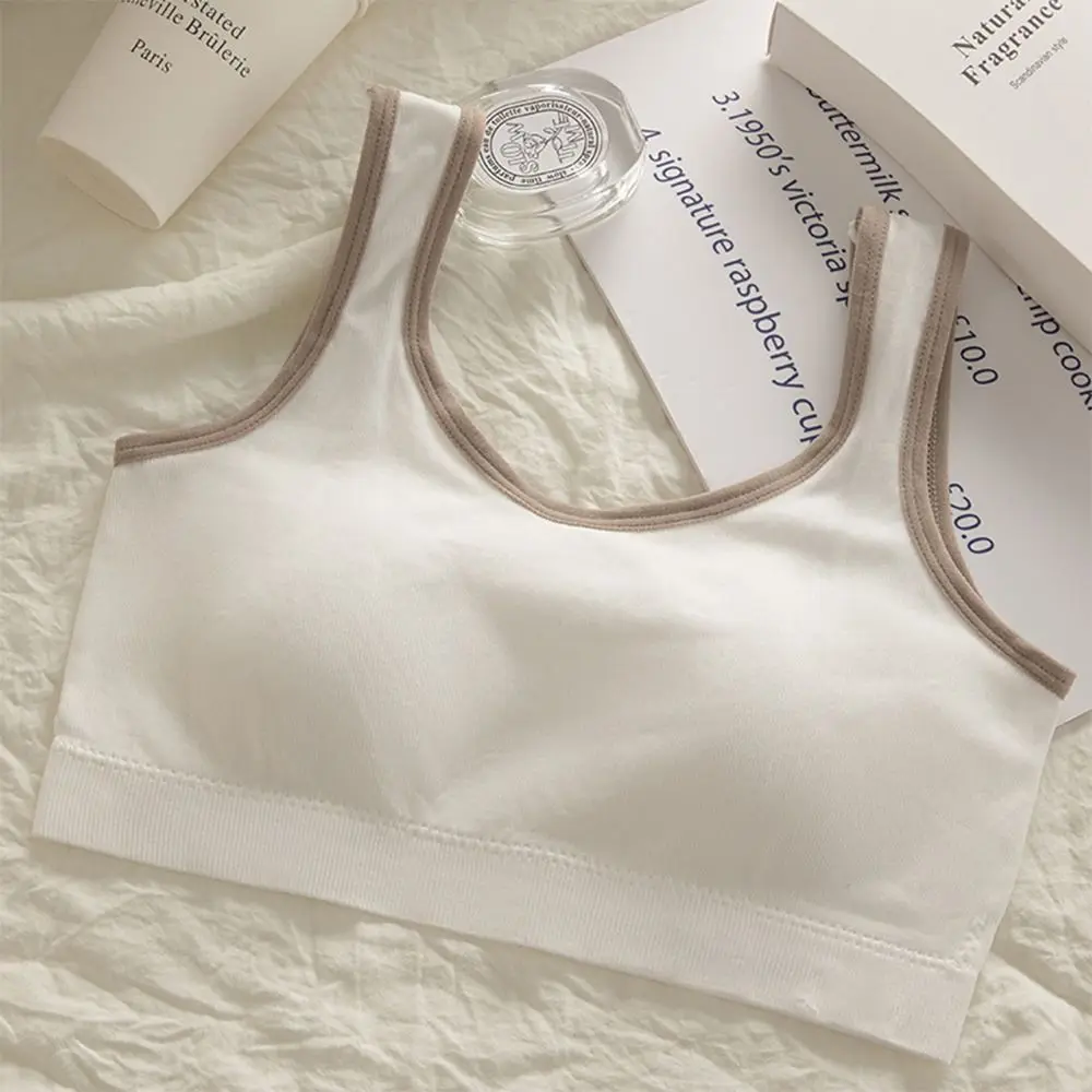 

1Pcs Thin Nylon Teenage Bra Sweat Absorbent Wire-free Bra for Girls One-piece Vest Breathable Girl Development Bra Tops