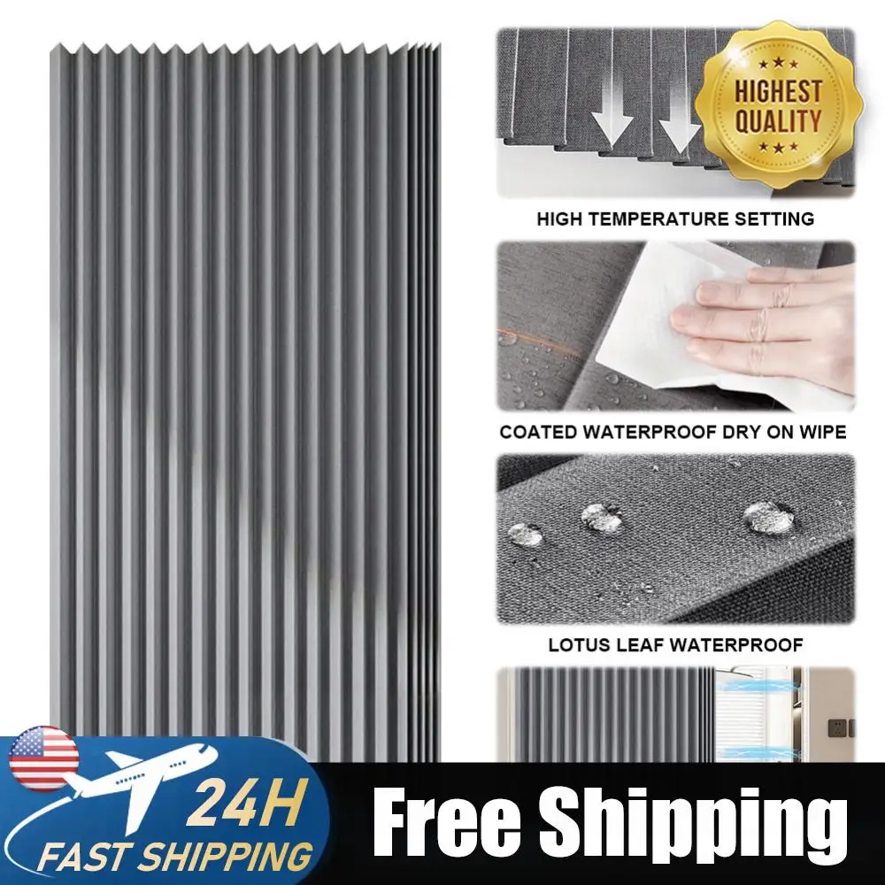 

Waterproof Shower Curtain Foldable Bathroom Partition Bathtub Curtain with 14 Hooks Privacy Bathroom Divider Bathroom Accessorie