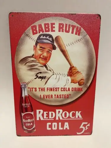 Babe Ruth/Red Rock Cola Vintage Retro Tin Sign Man Cave Brand New-Aluminum-tin sign