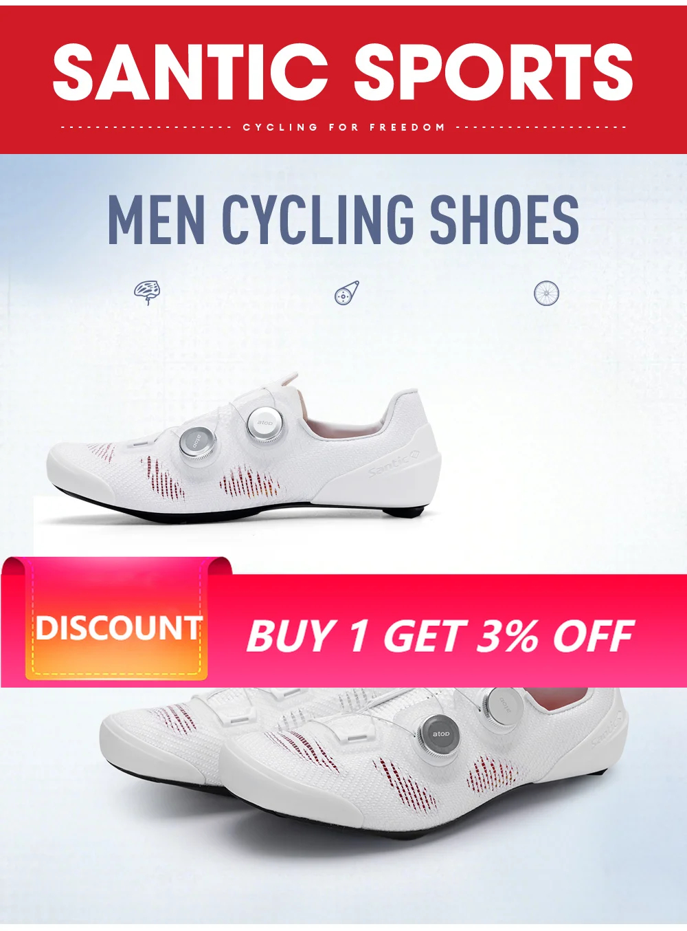 Santic Ultra Light Carbon Fiber Cycling Shoes Road Lock Men Women Competition 14 Hardness TZS24046W