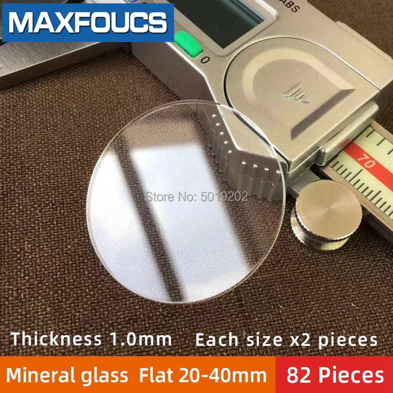 

82pcs 1.0mm Thick 20mm-40mm Flat Clear Watch Crystals Round Mineral Glass Parts Replacement 20mm 20.5mm 21mm 21.5mm 22mm 22.5mm