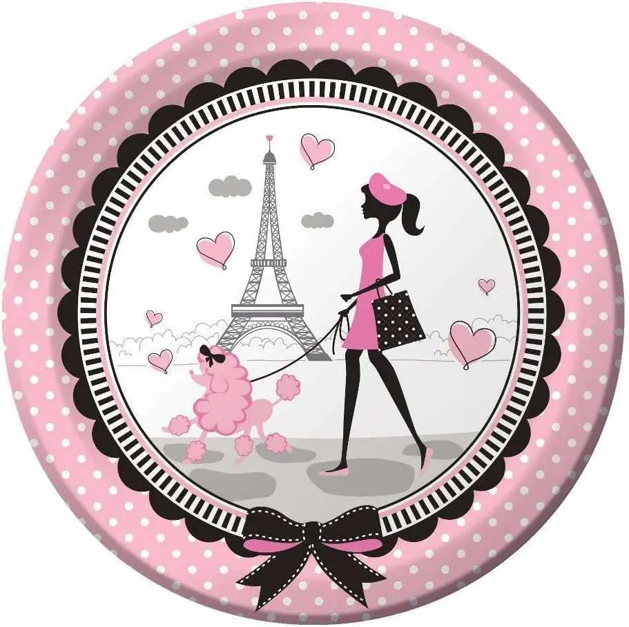 Paris Eiffel Tower Birthday Themed Party Decorations, Disposable Plates, Napkins, Cups, Valentine's Day Decorations