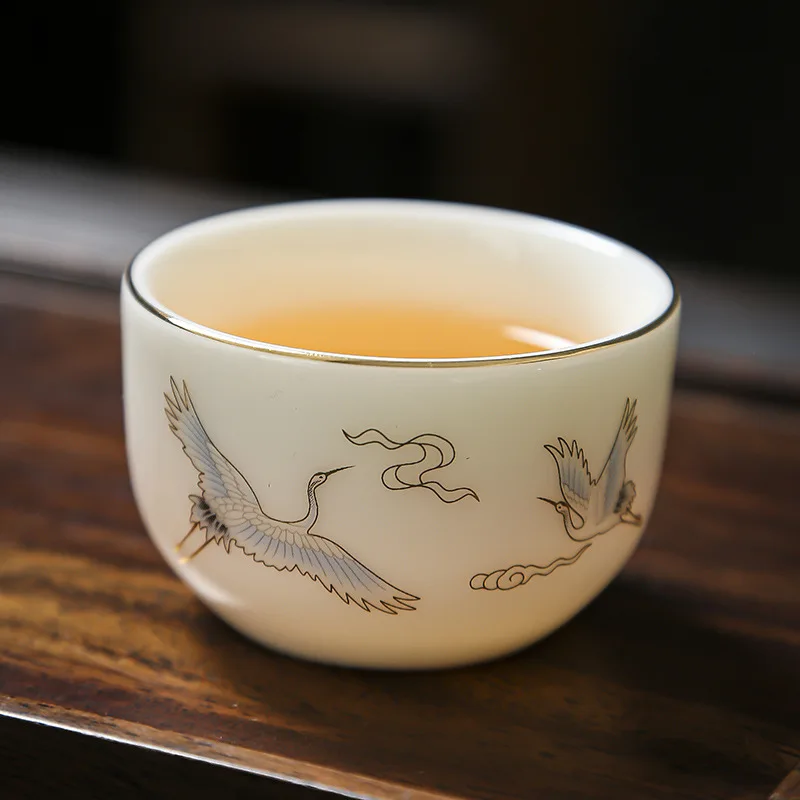 

Mutton Fat Jade White Porcelain Teacup Exquisite Handmade Master Cup Ceramic Individual Single Cup Chinese Tea Accessories