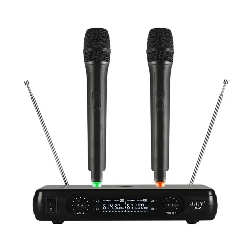 Wireless Microphone Portable Dual Channel Digital Mic Receiver with Handhelds/Bodypacks/Lapels for Church Meeting Conference