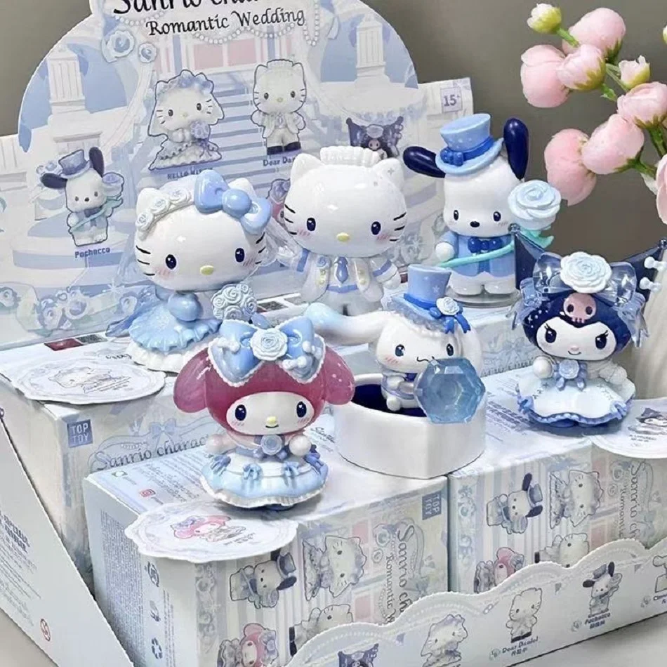 

Горячая кукла Sanrio Kawaii HelloKitty, игрушка, милая романтическая свадебная серия, глухая коробка, аниме, украшение для рабочего стола, подарок на праздник для девочек на день рождения