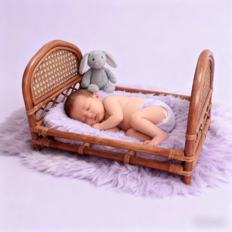 

1 шт., винтажная кровать ручной работы из ротанга для позирования, реквизит для фотосъемки, необходимый студийный фон для фотосъемки, аксессуары для маленьких мальчиков и девочек