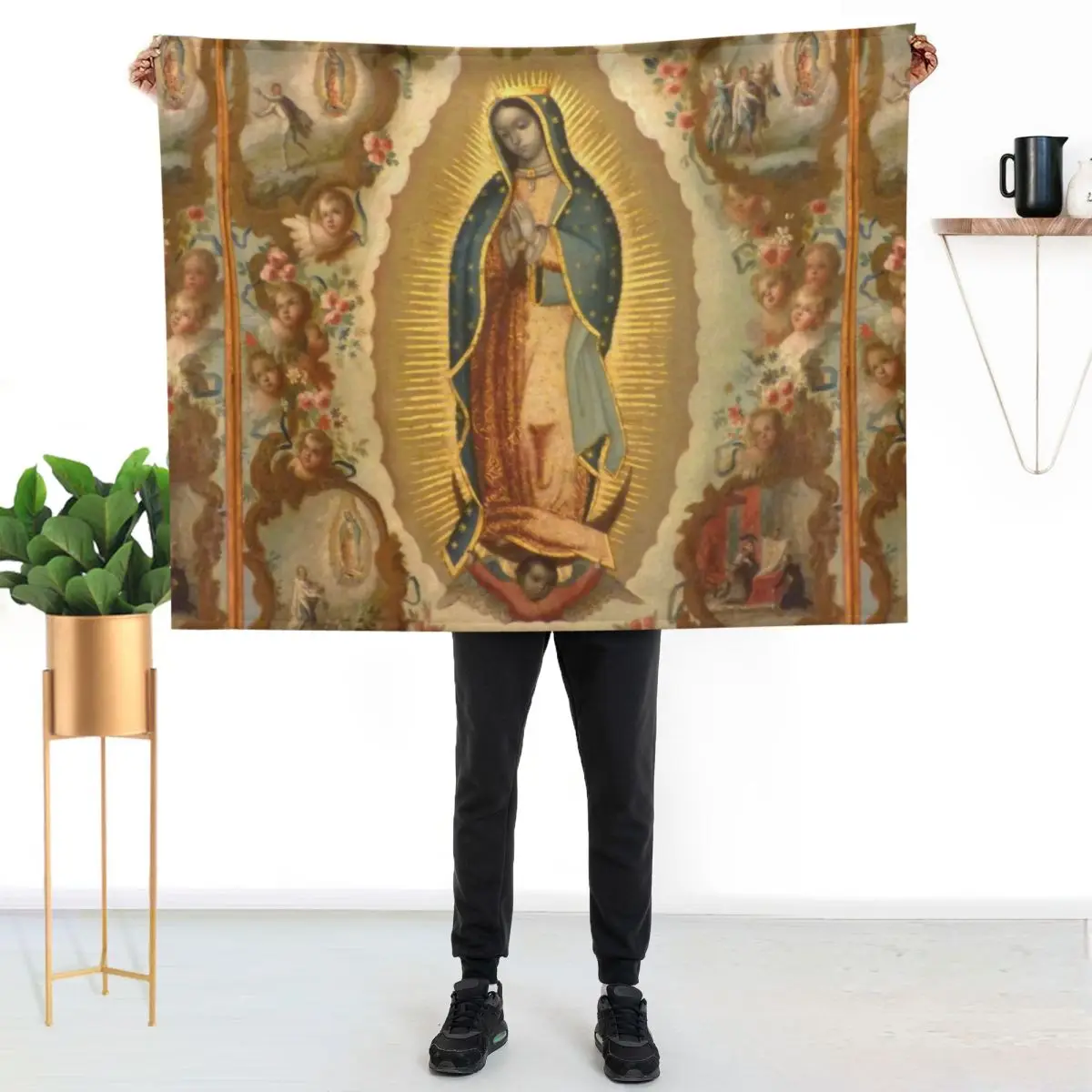 

Virgin of Guadalupe with the four apparitions by Juan de Sáenz Throw Blanket Luxurious Soft Blanket Holiday Gift for Family