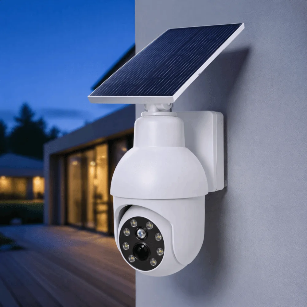Solar Powered Solar Fake Security Camera PIR Infrared Sensor Rotatable Dummy Security Camera Anti-Theft Flashing Red Light