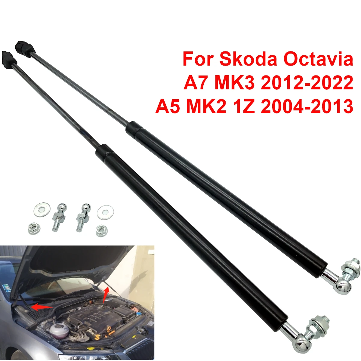 Car Front Bonnet Hood Gas Strut Damper Shock Lift Support Bars for Skoda Octavia A7 MK3 2012-2022 A5 MK2 2004-2013