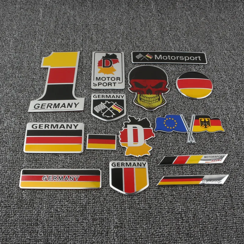

High-quality Modification Metal Aluminum Alloy Car Stickers with German Elements Scratch Covering Car Decoration Accessories