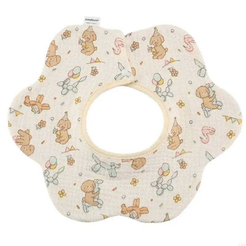 

63HE Petal-shape Burp Cloth 6 Layers Baby Teething Bib Infant Bib Feeding Supplies