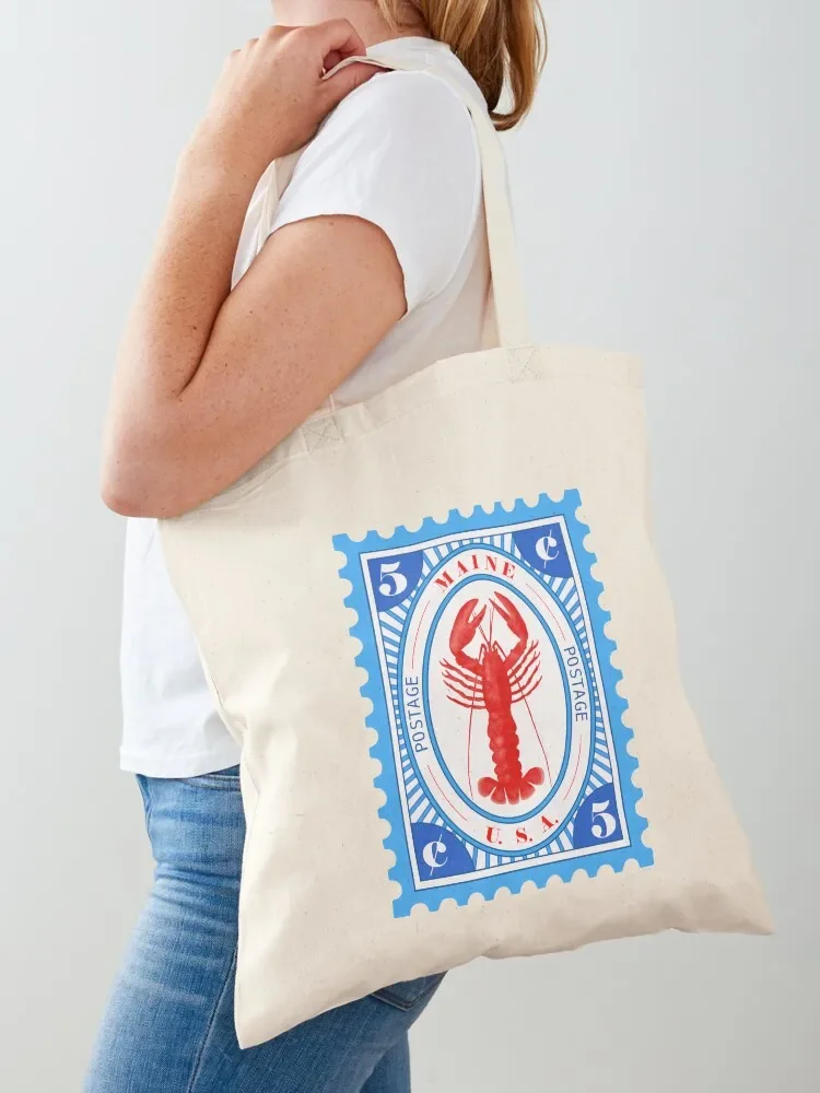 Maine Lobster Stamp Tote Bag custom fabric bag ecological bags foldable reusable bag Women's shopping