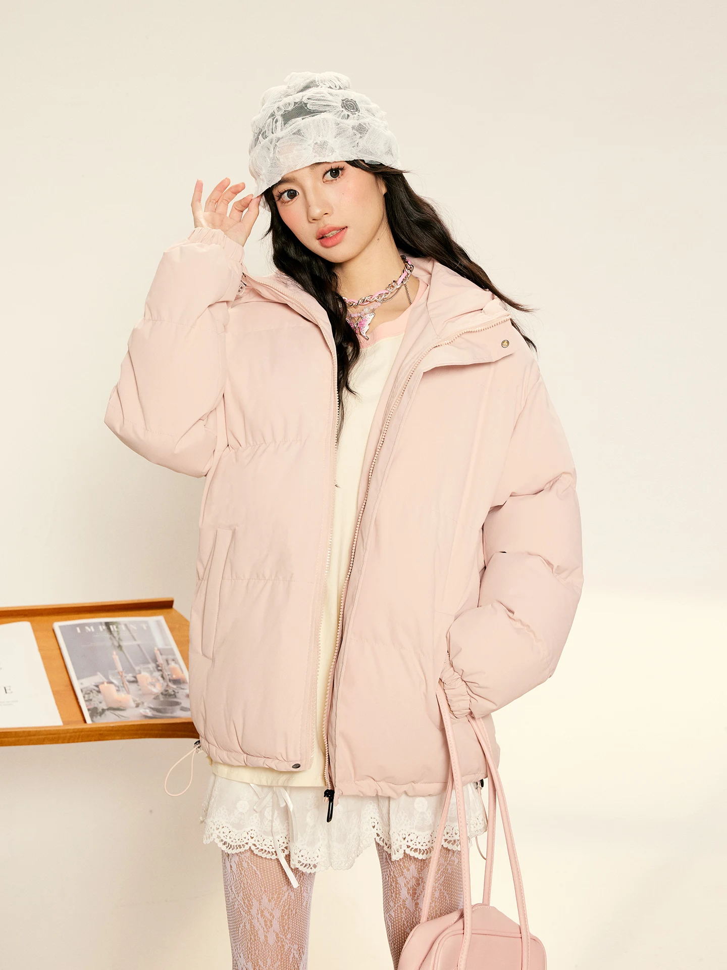 

CHLMS зимнее хлопковое тюлевое женское свободное повседневное теплое пальто для пар, художественное однотонное пальто с капюшоном и застежкой-молнией