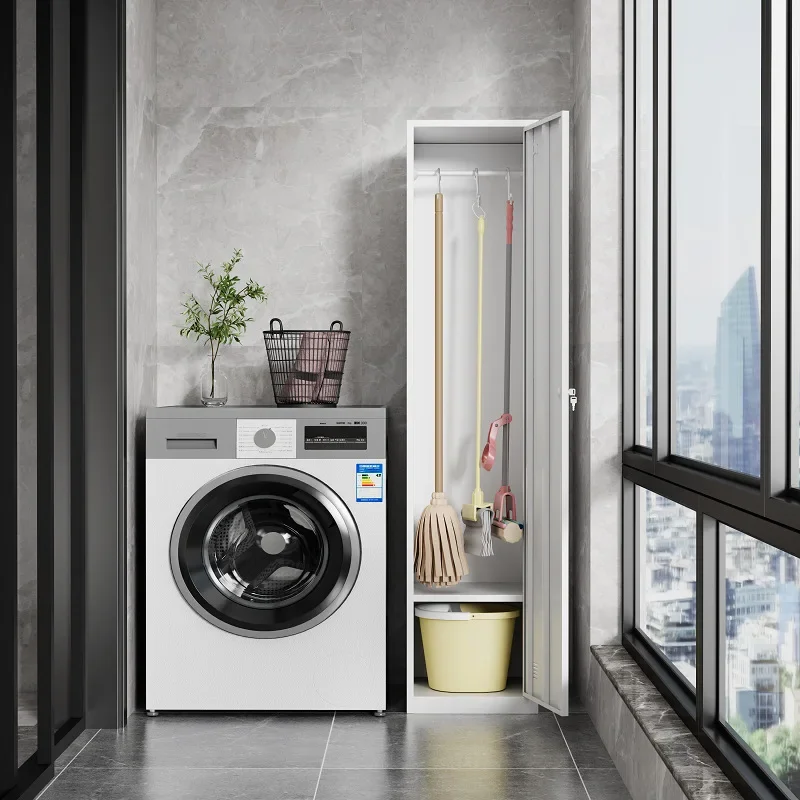Housekeeping Cabinet Mop Broom Storage Stainless Steel Cleaning Tool Steel Sanitary Vacuum Cleaner