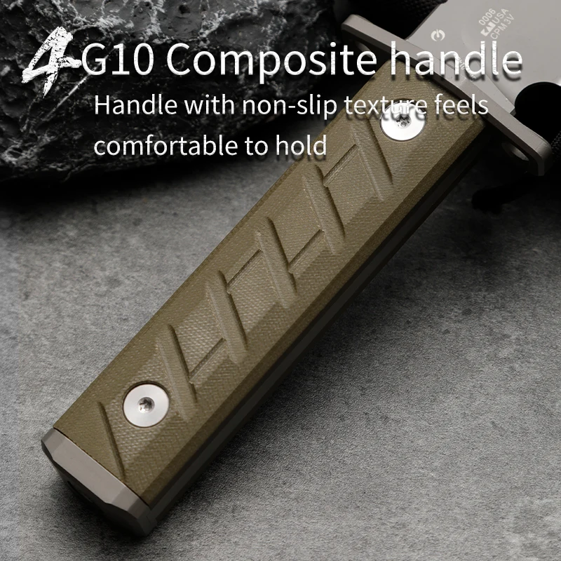 CPM-3V poudre acier couteau extérieur périphérique derness survie aventure sauvetage couteau lame fixe couteau de chasse homme cadeau G10 poignée