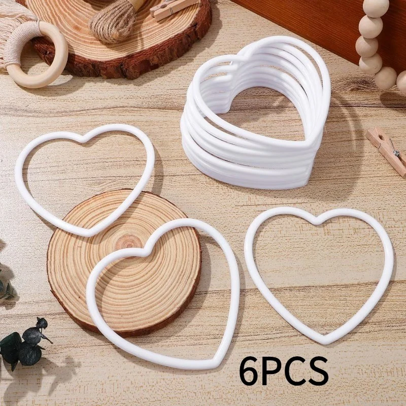 

6PCS Heart Design Dream Catcher Rings DIY Crafting Accessories 8cm Plastic Hoops for Handmade Dream Catcher Hanging Décor