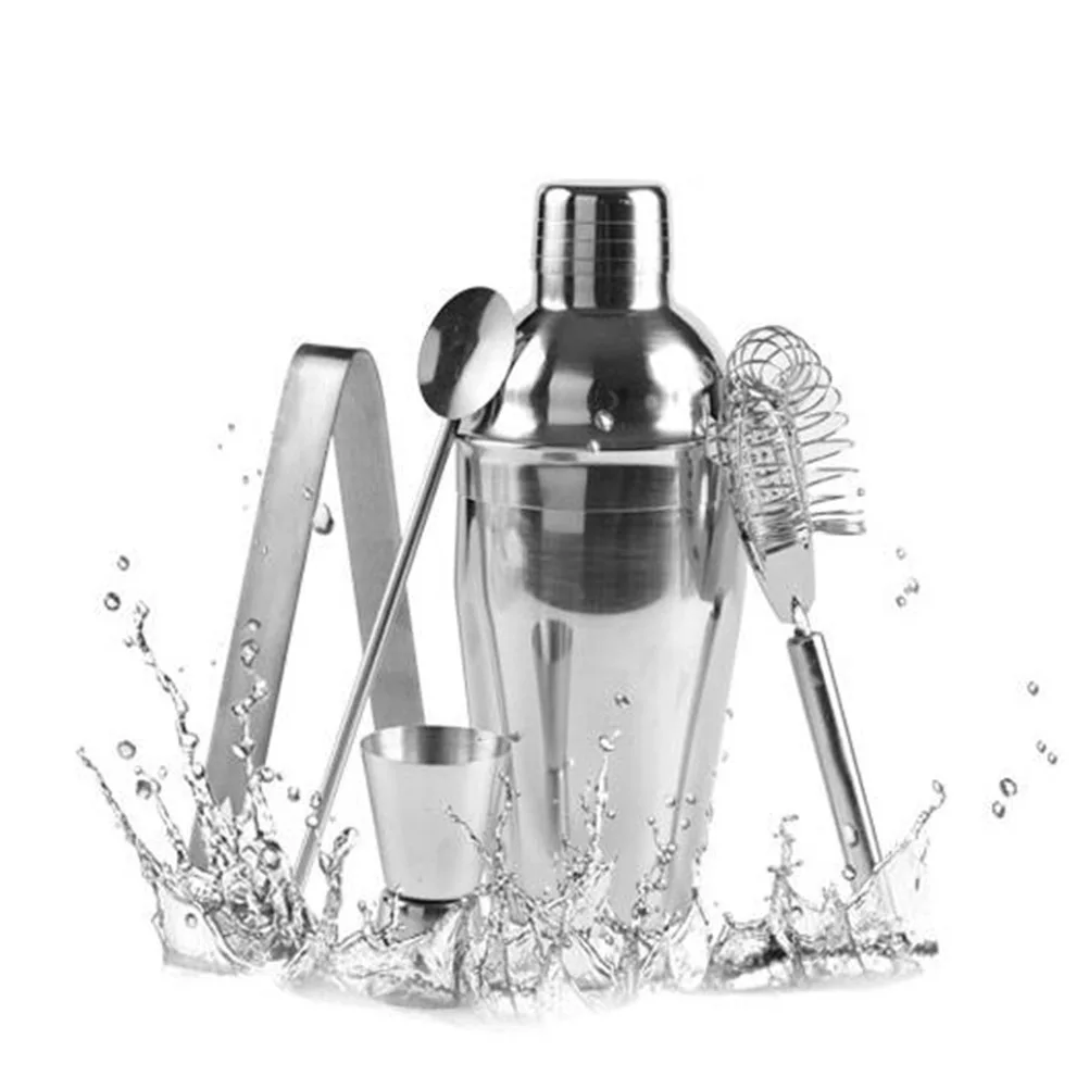 

5Pcs Cocktail Shaker Set Stainless Steel 750ml Barware Kit Professional Bartender Tools Martini Mixer Accessories