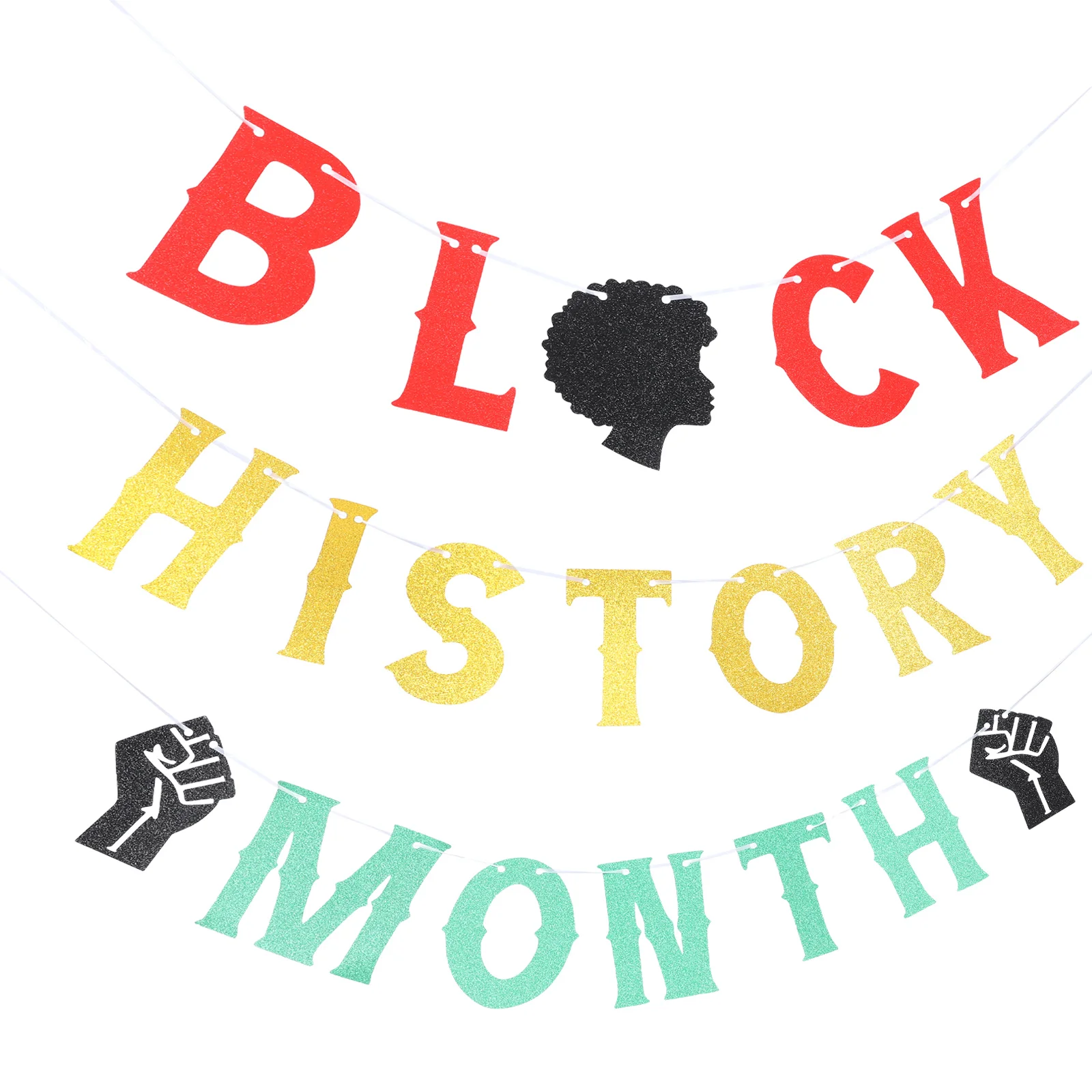 Flag Flower Garland Black History Month Hanging Banner Household Products Decorations for Party