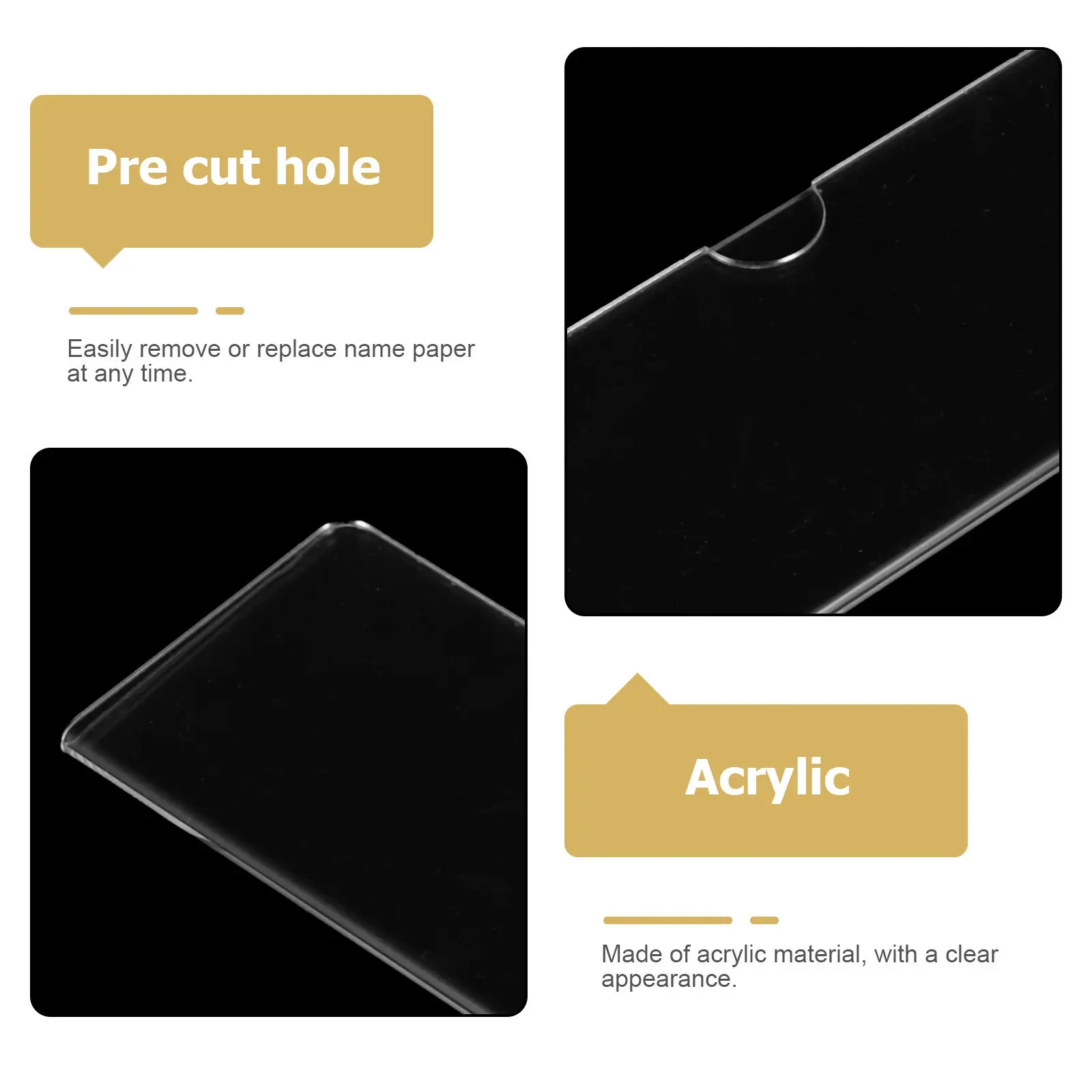 5Pcs Acrylic Nameplate Holder for Office Door Wall Mount Display Sign Holder Classroom Meeting Room Name Plates Reusable