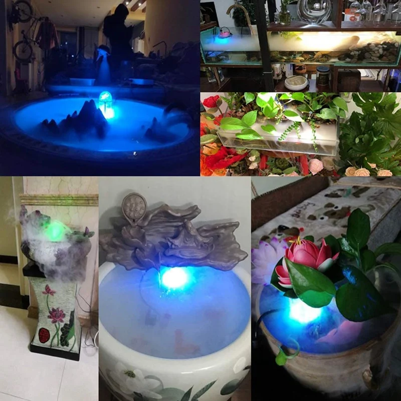 Fogger Generator,12 LED Lighting Pond Fog Maker Machine Mist Maker Fog Machine Humidifier Landscape Decoration EU Plug