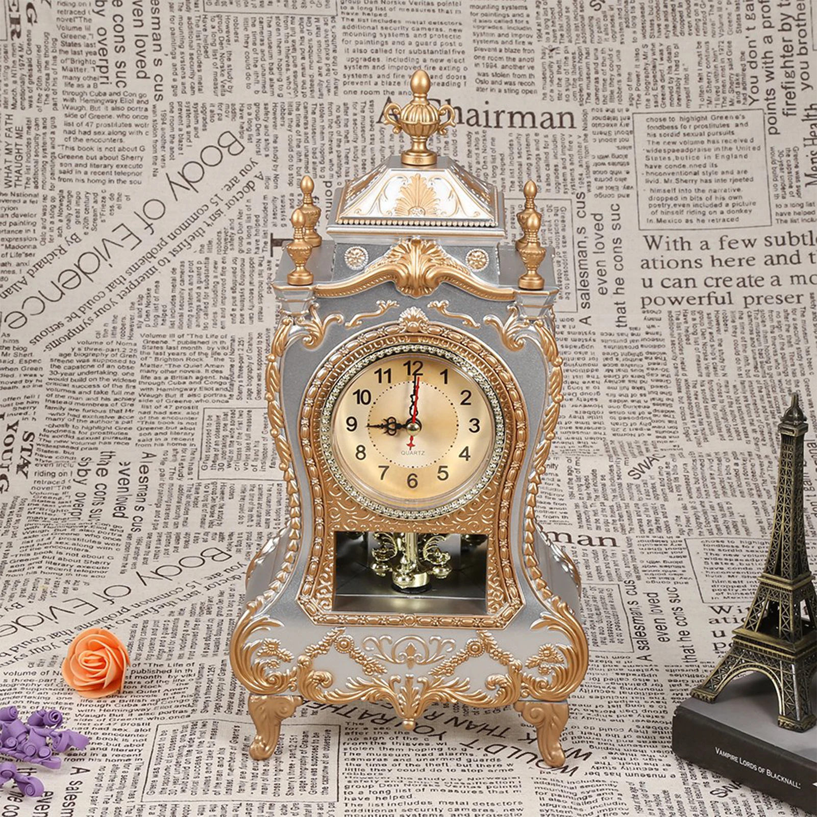 

Vintage Style Plastic Table Clock Antique Home Hotel Decorative Desk Alarm Clocks