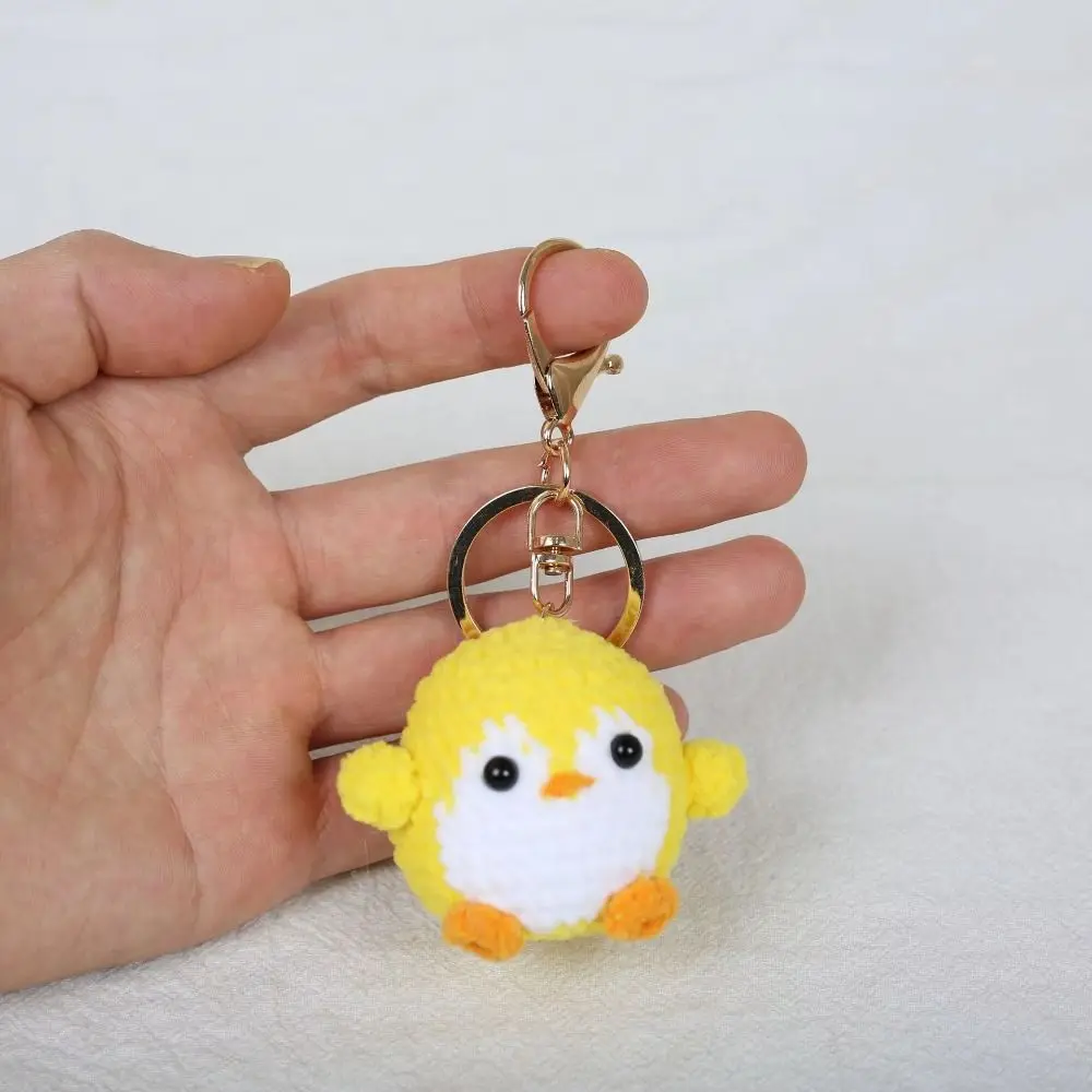 Jewelry Gift Handmade Penguin Keychain Cartoon Animal Soft Wool Crochet Keychain Cute Mini Knitted Pendant Car Key Ring
