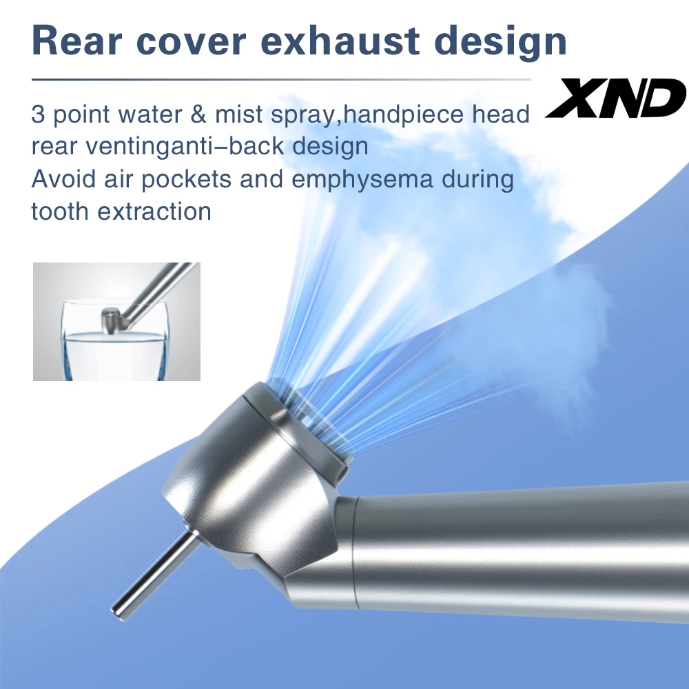 Pièce à main dentaire haute vitesse XND, turbine à air à angle de 45 degrés, corps en acier inoxydable, 2/4 trous, fournitures dentaires, perceuse à dents