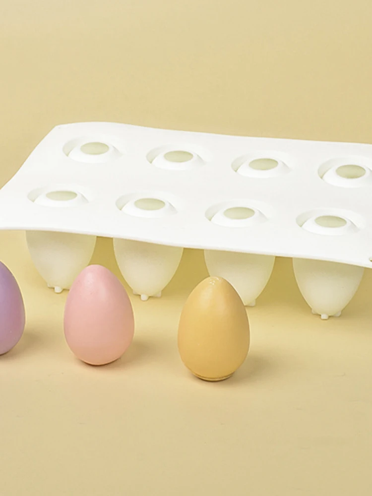 3D Egg Candle Silicone Mold DIY Mousse Chocolate Cake Craft Baking Tool Easter Simulation Egg Resin Plaster Mold Home Decor