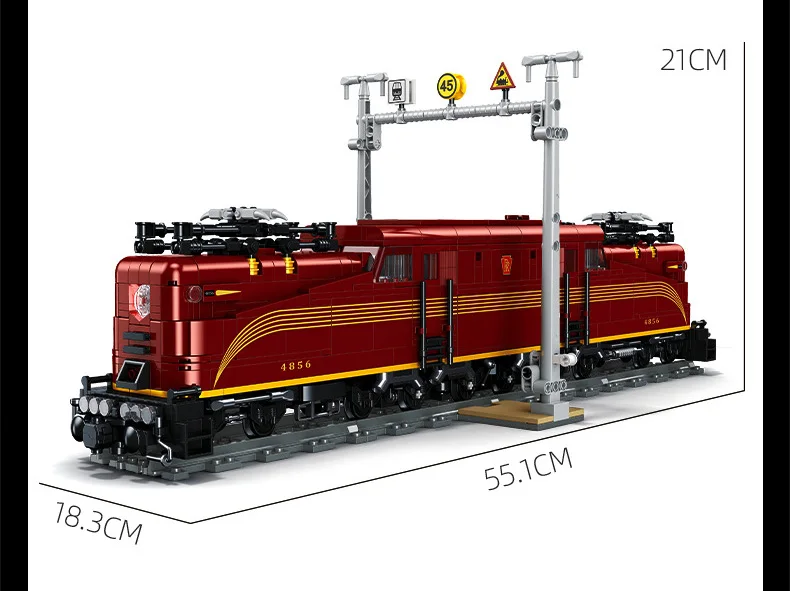 Klassisches Stadtfahrzeug-Bausteinset Eisenbahn-Konstruktion Vintage-Expresszug Lernspielzeug-Kollektion mit Beleuchtung – Detail 9